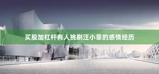 买股加杠杆有人挑剔汪小菲的感情经历
